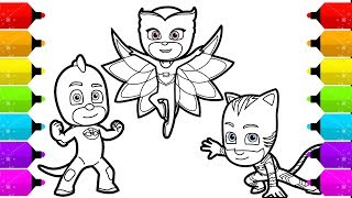 PJ Masks Owlette Gekko Catboy Drawing and Coloring for Kids [upl. by Aitsirt]