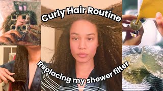 Curly Hair Wash Day How I Make My Own Clay Shampoo  Changing My Shower Filter  Hair Health [upl. by Rosie]