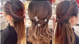 French braid amp open curl hairstyle tutorial ✅ hair style viralvideo GirlsstylebeautyLuxyHair [upl. by Colfin]