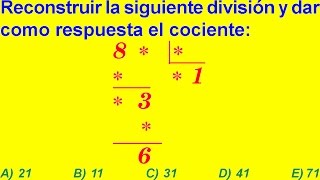 DIVISIÓN EJERCICIO RESUELTO DE RECONSTRUCCIÓN CRIPTO ARITMÉTICA [upl. by Eldredge187]