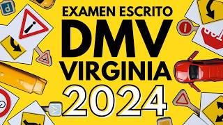 Examen Teórico de Conducir 2024 Virginia  PREGUNTAS CLAVE para PASAR [upl. by Deutsch]