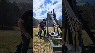 here we go 🔥🫡 trebuchet outdoors diy catapult [upl. by Lucinda]