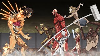 Part 2 of Eren Levi Mikasa Armin vs Armored Titan Female Titan Jaw Warhammer  Attack on Titan [upl. by Aiam963]