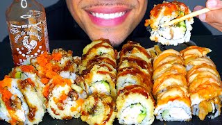 ASMR SUSHI PLATTER MUKBANG  EATING SUSHI ROLLS CHALLENGE CRUNCHY BIG BITES MOUTH SOUNDS NO TALKING [upl. by Kuo]