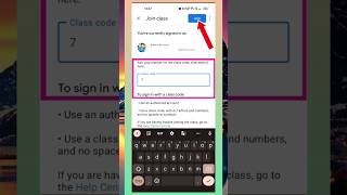 how to join Google classroom with class code shorts googleclassroom class classroom classcode [upl. by Annohsal]