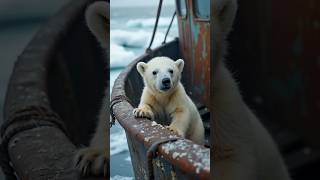 Poor polar bear 🐻‍❄️ rescued by fishermen form frozen ocean 🌊🪸 cuteanimals DarkandDeep cute [upl. by Eadie]