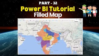 Part  32  How to Create Filled Map in Power BI  Use Filled Map  Chart Series  Hindi [upl. by Anaibib]