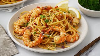 Spicy Garlic Prawn Pasta in 20 minutes  Quick amp Easy [upl. by Anemolihp532]