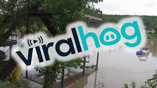 Man Swims After Boat During Austin Flood  ViralHog [upl. by Greysun323]