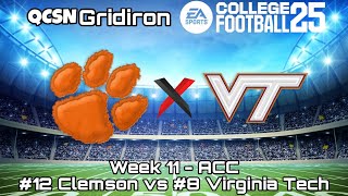 Season 1 Week 11 Clemson vs Virginia Tech  EA Sports College Football 25 [upl. by Ynaffyt]