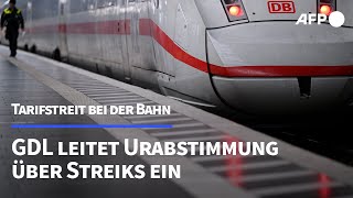 Tarifstreit bei der Bahn GDL leitet Urabstimmung über Streiks ein  AFP [upl. by Niwdla]