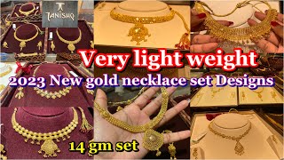 2023 Tanishq very light weight gold Necklace sets  Gold Necklace set designs  Light wt Necklaces [upl. by Noremac]