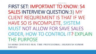 FIRST SET IMPORTANT TO KNOW S4 SALES INTERVIEW QUESTION3 MY CLIENT REQUREMENT IS THAT IF WE [upl. by Chelsey]