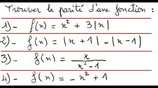 PARITÉ DUNE FONCTION étude dune valeur absolue [upl. by Wernick198]