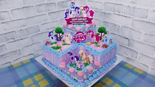 KUE ULANG TAHUN TINGKAT SUDUT KUDA PONI Cake kuda poni untuk anak perempuan [upl. by Nalahs]