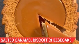 SALTED CARAMEL BISCOFF CHEESECAKE NO BAKE EASY RECIPE [upl. by Alek]