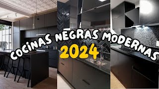 100 Diseños de Cocinas Negras Modernas 2024  Tendencias en Cocinas Negras [upl. by Acissj]