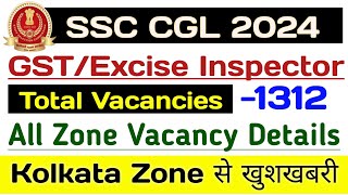 GSTExcise Inspector  All Zone Wise Vacancies Details  SSC CGL 2024  Kolkata Zone से खुशखबरी [upl. by Landry]