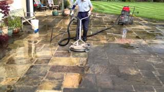 Power Washing a Large Yorkstone patio in Pontefract  West Yorkshire [upl. by Lamek]