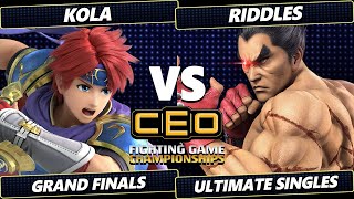 CEO 2024 GRAND FINALS  Kola Roy Vs Riddles Kazuya Smash Ultimate  SSBU [upl. by Schell35]