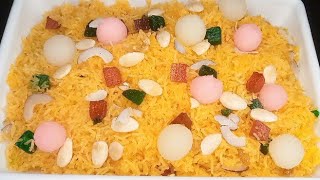 Authentic recipe of Degi zarda pulaoSweet rice recipeSweet dessertEasy and perfect zarda recipe [upl. by Yrreiht847]