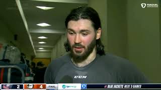 KIRILL MARCHENKO Post Game Interview  Columbus Blue Jackets vs Anaheim Ducks [upl. by Conti]