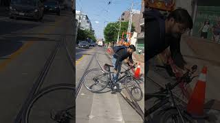 Those streetcar tracks will get ya cyclecommute toronto cyclingtoronto torontobiking cycling [upl. by Evante]