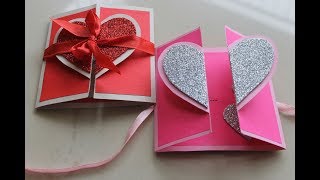 DIY Heart Greeting Card  Anniversary Handmade Card Tutorial  Birthday Card  Thank You Card [upl. by Brantley304]