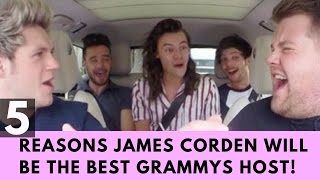 Top 5 Reasons James Corden Will Be The Best Grammys Host EVER  Hollywire [upl. by Natsrik]