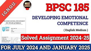 Bpcs 185 Solved Assignment 202425 English medium Developing Emotional Competence  bpcs185 [upl. by Eiser]