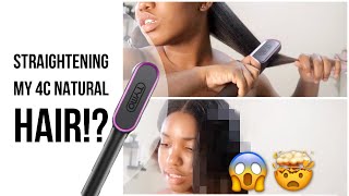 REVIEWING Tymo Hair Straightening Comb  I STRAIGHTENED MY 4C NATURAL HAIR 😱🤯 [upl. by Eyanaj353]