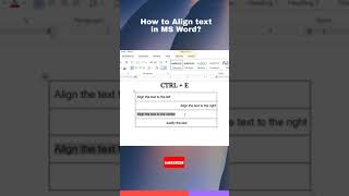 How to align text in MS Word using shortcut keys  msword shortcutkeys youtubeshorts viral [upl. by Elahcim183]