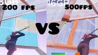 8GB Ram VS 16GB Ram Fortnite [upl. by Seuqram]