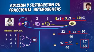 8 ADICIONES Y SUSTRACCIONES DE FRACCIONES HETEROGENEAS [upl. by Adnah]