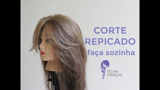 como cortar cabelo sozinha passo a passo de corte repicado  Telma tranças [upl. by Garrik163]