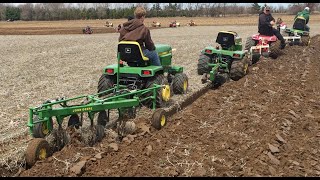 John Deere 420 Diesel 4x4 Pulling 3 Bottom Plow On Land Custom Garden Tractor Kline Plowing Day 2019 [upl. by Elstan]