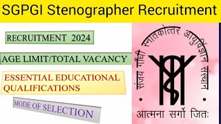 SGPGI Lucknow Stenographer and various posts recruitment 2024 short notice [upl. by Lula515]