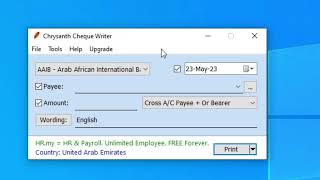 FREE CHEQUE WRITING SOFTWARE  UAE [upl. by Halilahk]