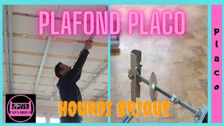 COMMENT POSER UN PLAFOND PLACO SOUS HOURDI BRIQUE EN SUSPENTE BASCULE [upl. by Neiv754]