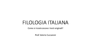 Introduzione alla filologia italiana [upl. by Isborne]