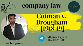 Cotman v Brougham 191819  Doctrine of Ultra Vires Company law MOA Of Company  caselaws DU [upl. by Cullin]