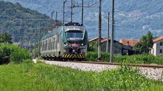 Valtellina passaggio treno regionale Trenord 10324 da Lecco a Sondrio Coradia Meridian Etr425 4K [upl. by Ayadahs]