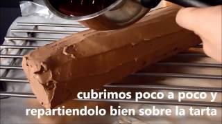 Cobertura de Chocolate  Como cubrir una tarta paso a paso [upl. by Zitella]