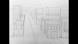 Cityscape in 1point Perspective [upl. by Langer29]