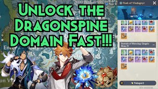 How to Unlock the Dragonspine Cryo amp Hydro Domain Peak of Vindagnyr Fast  Genshin Impact 12 [upl. by Yssis]