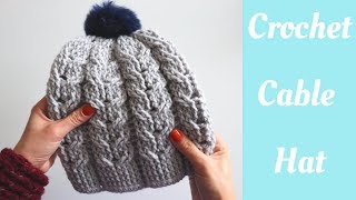 Crochet Cable Hat  Beginner Friendly Tutorial [upl. by Notloc882]