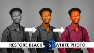 How to restore BLACK AND WHITE photo in minutes  blackwhite to coloured restoreblackandwhitephoto [upl. by Sophy]