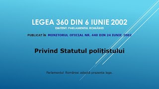 Legea 3602002 Cap III Sec 2 Îndatoririle polițistului [upl. by Attenaz]