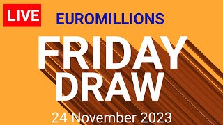 The National lottery Euromillions Draw Live Results Tuesday 24 November 2023 [upl. by Saddler]