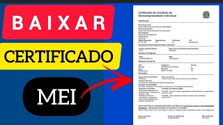 Como EMITIR CERTIFICADO MEI 2024 GRATUITO BAIXAR IMPRIMIR CERTIFICADO EM PDF  CCMEI [upl. by Arvin345]